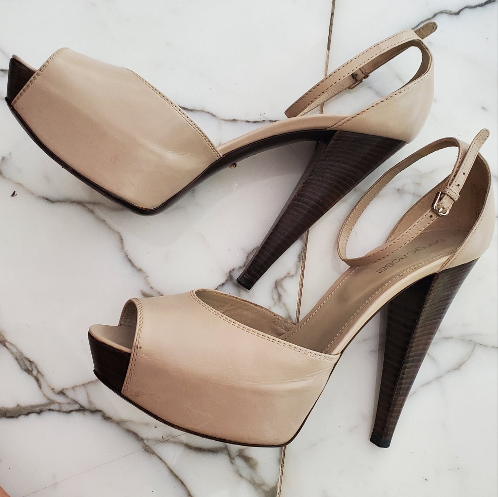 Sergio Rossi -Size 40- Leather Platform High Heels Shoes- Pumps/Sandals
